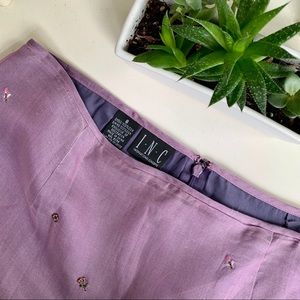 INC Purple Silk Beaded Sheer Skirt